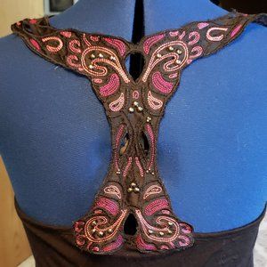 Racerback tank with pink detailing on back